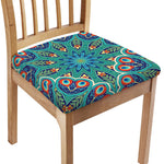 Peacock Feather Floral Pattern Print Chair Cushion Cover