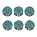 Peacock Feather Floral Pattern Print Coaster Set