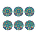 Peacock Feather Floral Pattern Print Coaster Set