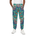 Peacock Feather Floral Pattern Print Cotton Pants