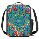 Peacock Feather Floral Pattern Print Crossbody Lunch Bag