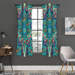 Peacock Feather Floral Pattern Print Curtain