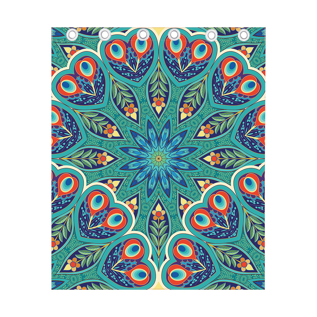 Peacock Feather Floral Pattern Print Curtain