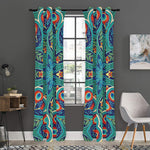 Peacock Feather Floral Pattern Print Curtain