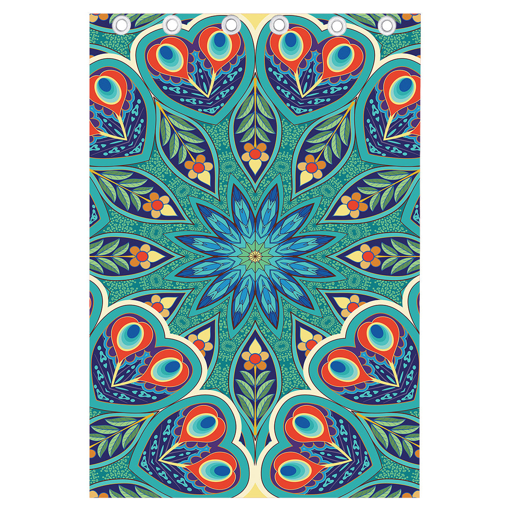 Peacock Feather Floral Pattern Print Curtain