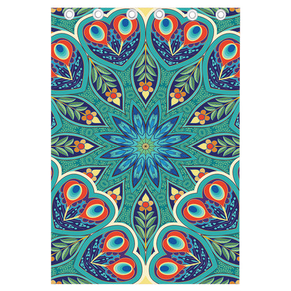 Peacock Feather Floral Pattern Print Curtain