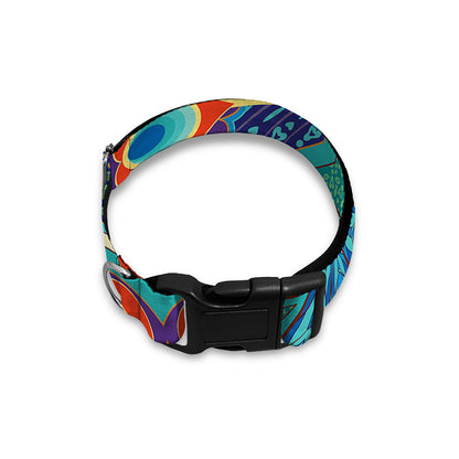Peacock Feather Floral Pattern Print Dog Collar