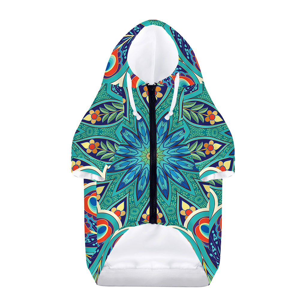 Peacock Feather Floral Pattern Print Dog Zip Up Hoodie