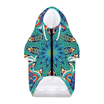 Peacock Feather Floral Pattern Print Dog Zip Up Hoodie