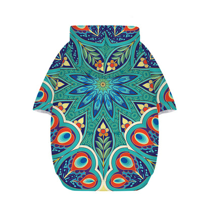 Peacock Feather Floral Pattern Print Dog Zip Up Hoodie