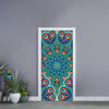 Peacock Feather Floral Pattern Print Door Sticker