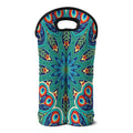 Peacock Feather Floral Pattern Print Double Neoprene Wine Tote