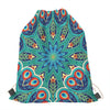 Peacock Feather Floral Pattern Print Drawstring Bag