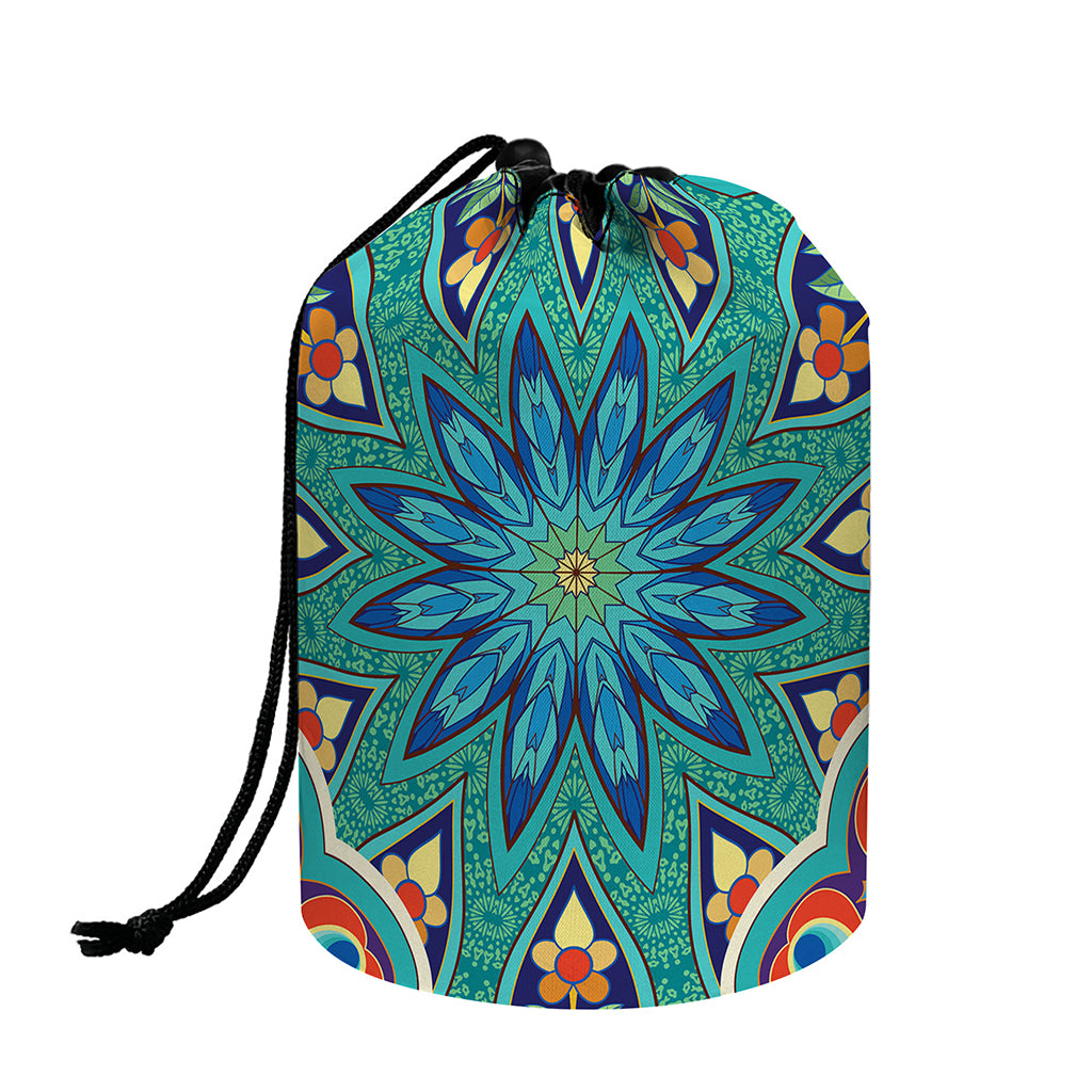 Peacock Feather Floral Pattern Print Drawstring Makeup Bag