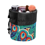 Peacock Feather Floral Pattern Print Drawstring Makeup Bag