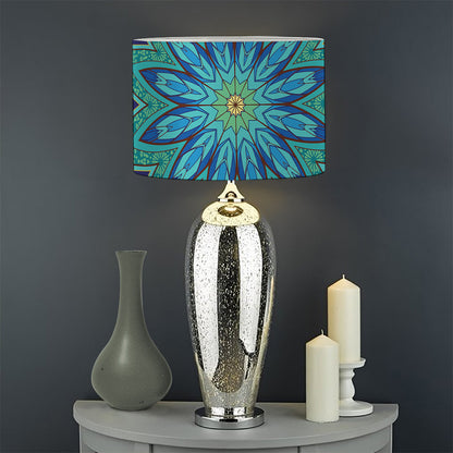 Peacock Feather Floral Pattern Print Drum Lamp Shade