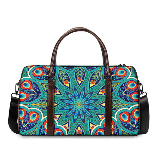 Peacock Feather Floral Pattern Print Duffle Bag