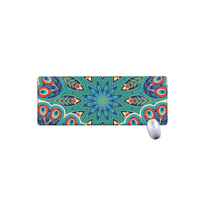 Peacock Feather Floral Pattern Print Extended Mouse Pad