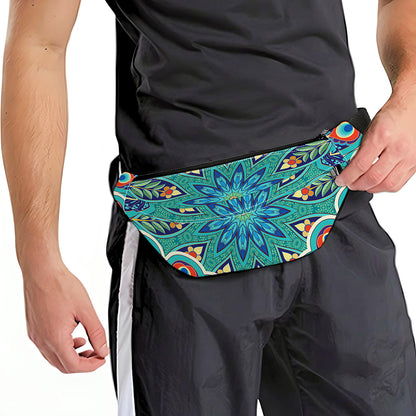 Peacock Feather Floral Pattern Print Fanny Pack