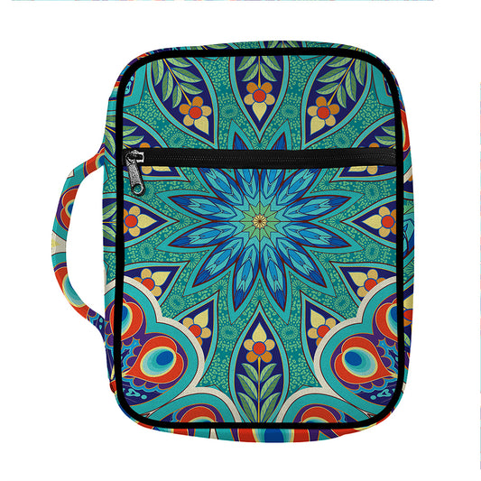 Peacock Feather Floral Pattern Print Front Pocket Bible Bag