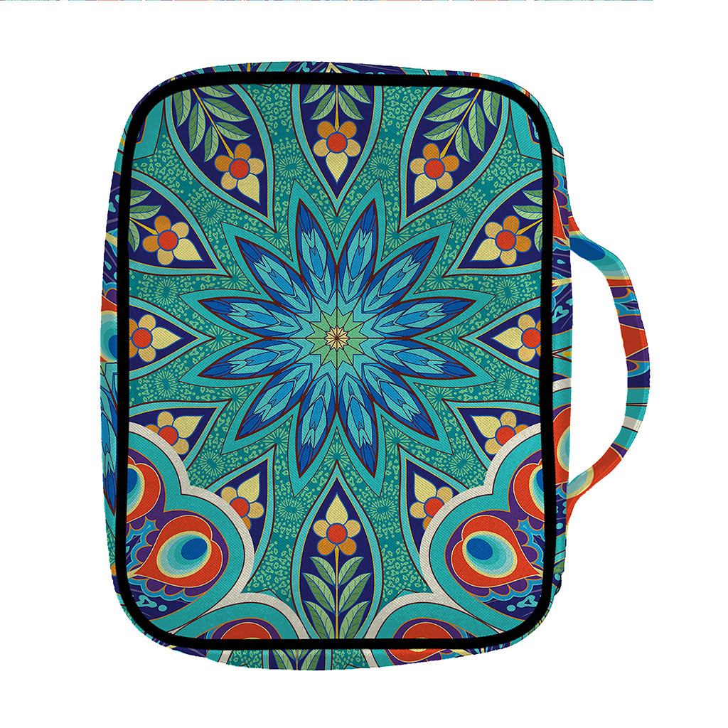 Peacock Feather Floral Pattern Print Front Pocket Bible Bag