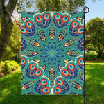 Peacock Feather Floral Pattern Print Garden Flag