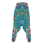 Peacock Feather Floral Pattern Print Hammer Pants