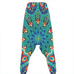 Peacock Feather Floral Pattern Print Hammer Pants