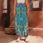 Peacock Feather Floral Pattern Print Harem Pants
