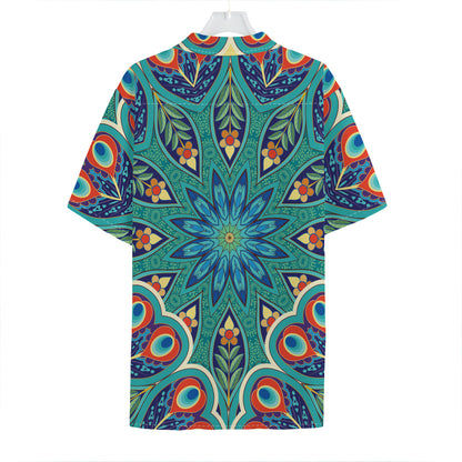 Peacock Feather Floral Pattern Print Hawaiian Shirt