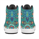 Peacock Feather Floral Pattern Print High Top Leather Sneakers