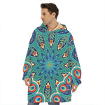 Peacock Feather Floral Pattern Print Hoodie Blanket