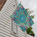 Peacock Feather Floral Pattern Print House Flag