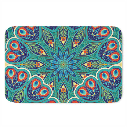 Peacock Feather Floral Pattern Print Indoor Door Mat