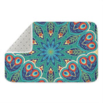 Peacock Feather Floral Pattern Print Indoor Door Mat