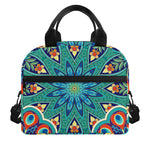 Peacock Feather Floral Pattern Print Insulated Lunch Bag