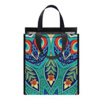 Peacock Feather Floral Pattern Print Insulated Lunch Tote
