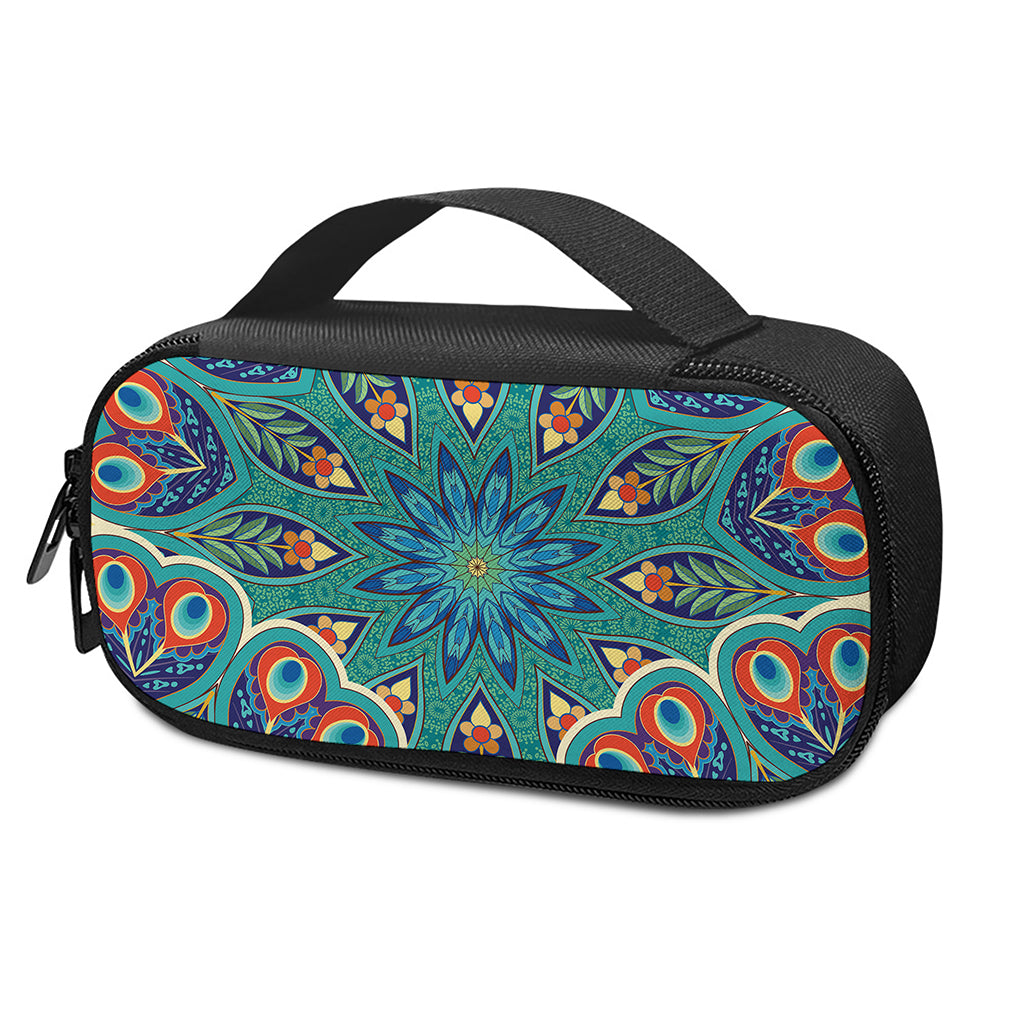 Peacock Feather Floral Pattern Print Insulin Cooler Travel Case
