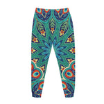 Peacock Feather Floral Pattern Print Jogger Pants