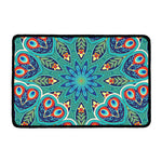 Peacock Feather Floral Pattern Print Kitchen Mat