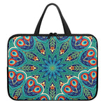 Peacock Feather Floral Pattern Print Laptop Sleeve With Handle