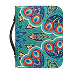 Peacock Feather Floral Pattern Print Leather Bible Cover