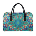 Peacock Feather Floral Pattern Print Leather Duffel Bag