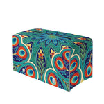 Peacock Feather Floral Pattern Print Leather Tissue Box Cover