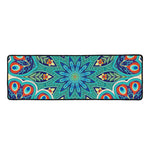 Peacock Feather Floral Pattern Print Long Kitchen Mat