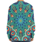 Peacock Feather Floral Pattern Print Long Sleeve Baseball Jersey