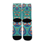 Peacock Feather Floral Pattern Print Long Socks