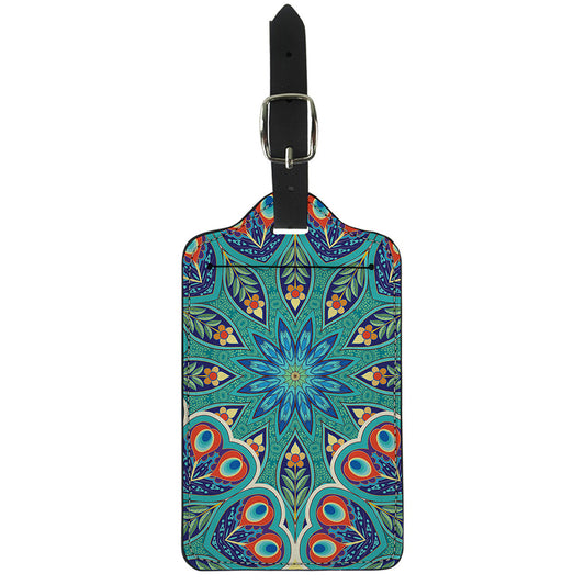 Peacock Feather Floral Pattern Print Luggage Tag