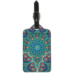 Peacock Feather Floral Pattern Print Luggage Tag