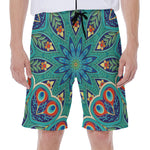 Peacock Feather Floral Pattern Print Men's Beach Shorts